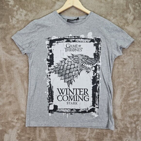 Game Of Thrones Winter Is Coming Stark T-Shirt Women's Size L Gray Short Sleeve - Picture 1 of 10